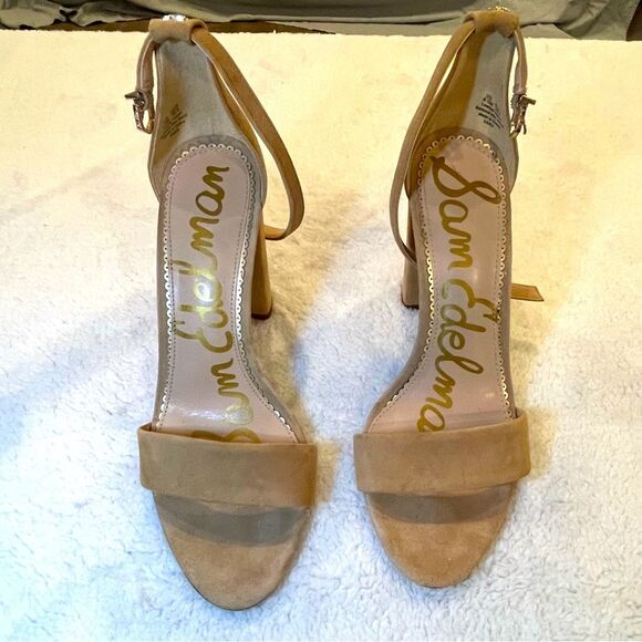 Sam Edelman Yaro Tan Suede Leather Block Heel Sandals Women’s 8.5 Worn Once - Picture 1 of 13